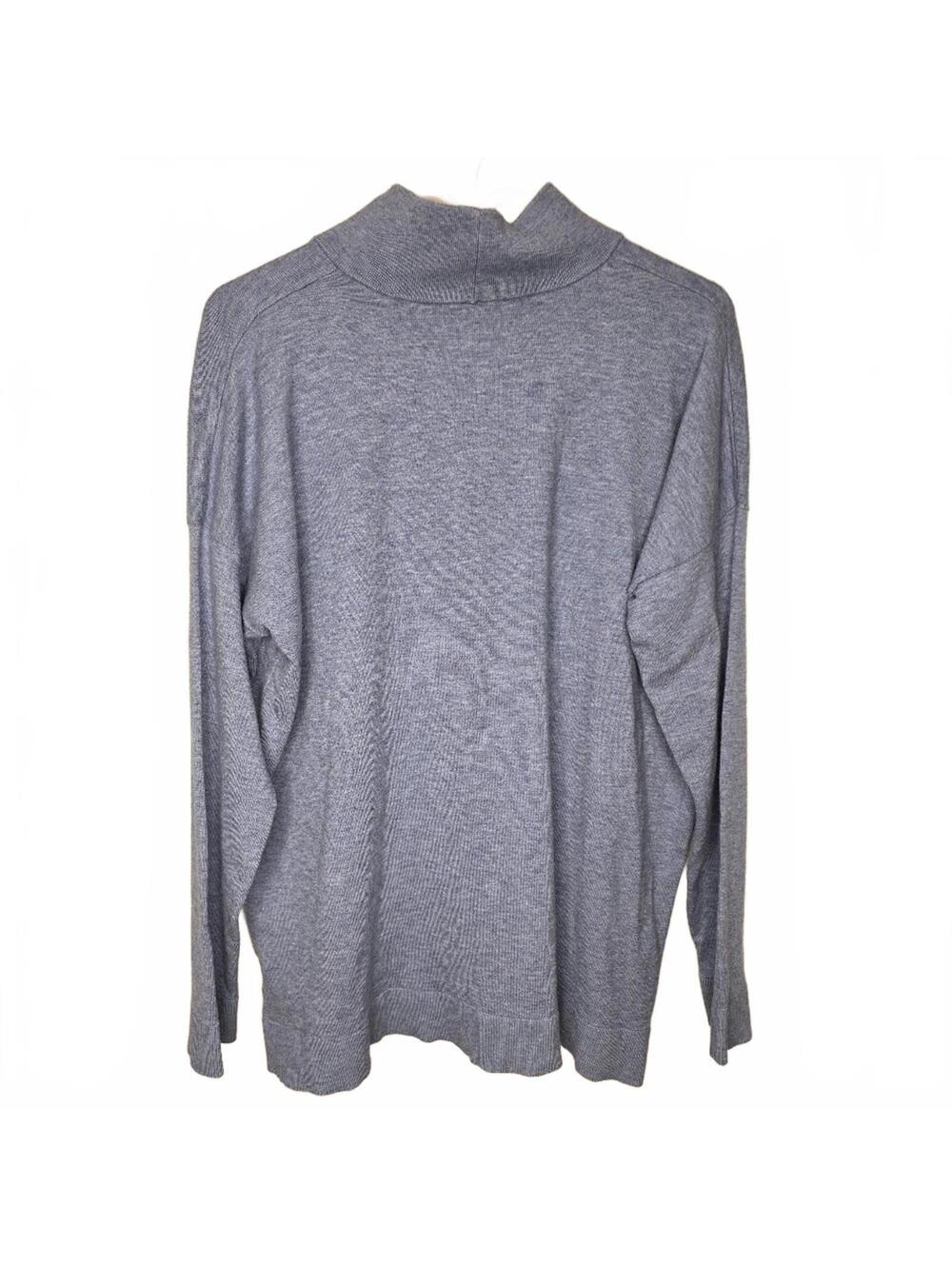 Isaac Mizrahi Minimalist Blue Mock Turtleneck Pullover Cozy Viscose blend Large